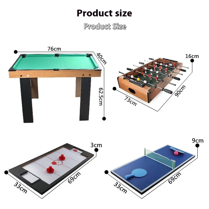 4-in-1 Multi-Ludus Tabula cum Foosball, Air Hockey, Tabula Tennis et Pool