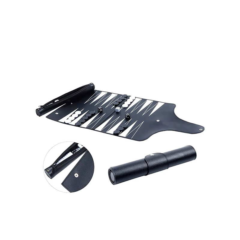 Leather Foldable Backgammon Set - Portable Elegantiae pro Die-the-Ite Pellentesque