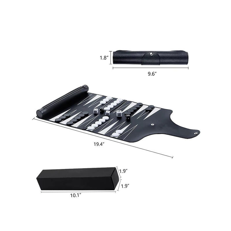 Leather Foldable Backgammon Set - Portable Elegantiae pro Die-the-Ite Pellentesque