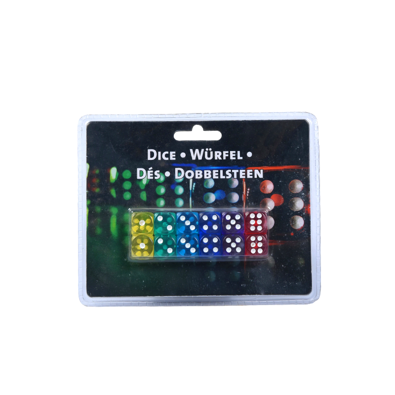 Multi-coloratus Dice Set - 10 Pieces in Transparent Packaging