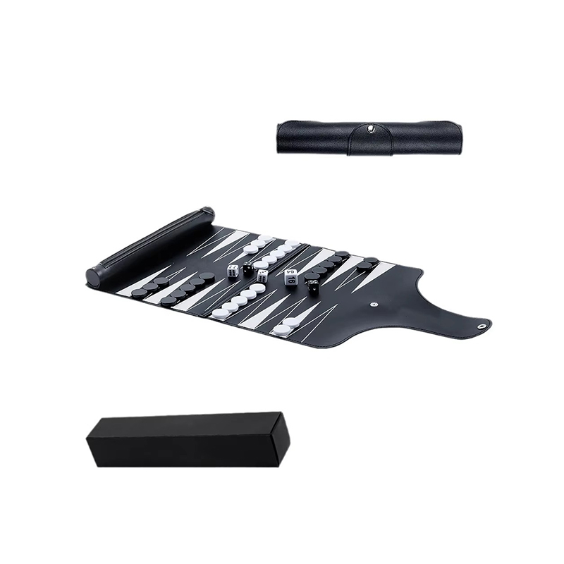 Leather Foldable Backgammon Set - Portable Elegantiae pro Die-the-Ite Pellentesque