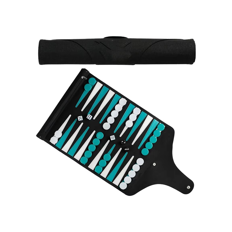 Leather Foldable Backgammon Set - Portable Elegantiae pro Die-the-Ite Pellentesque