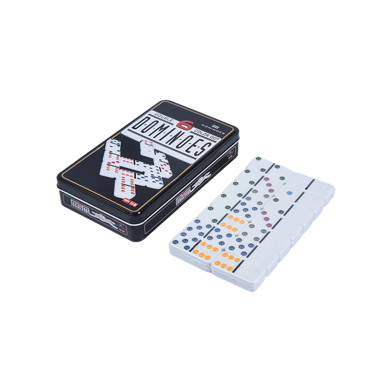 Dominoes Iron Box Set - Double-Six Colorful Dot Dominoes