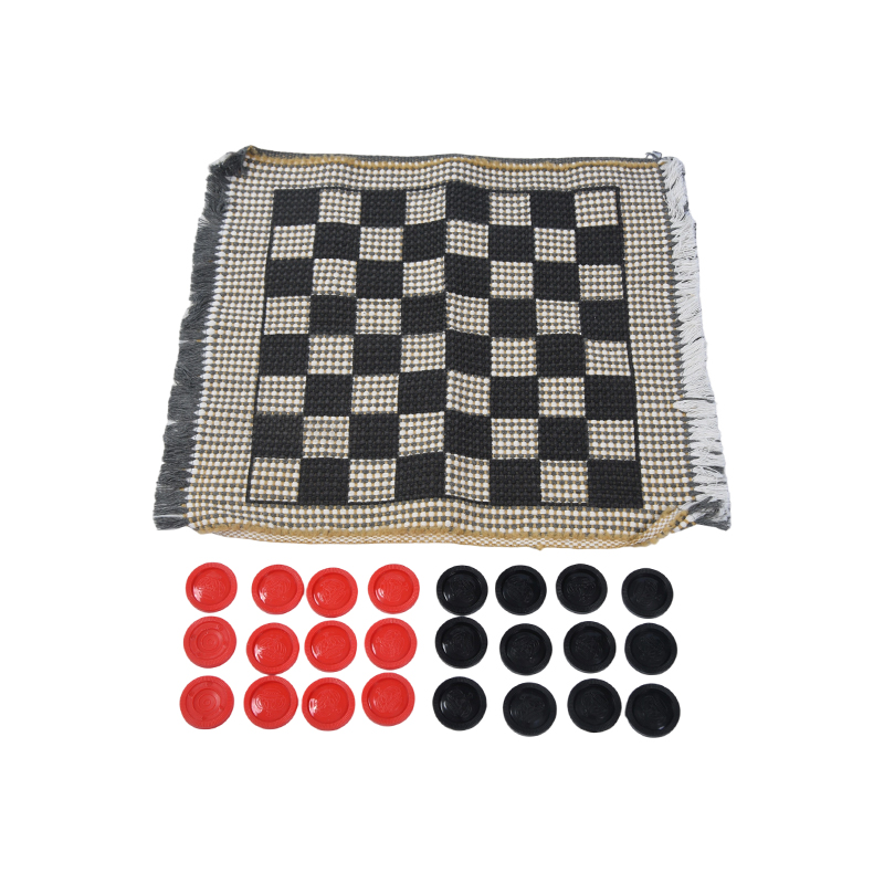 Traditional Checkers Ludus Mat cum Plastic ludens Discs