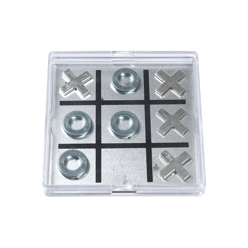 Magnetic Metal Tic-Tac-Toe in Clear Acrylic Case
