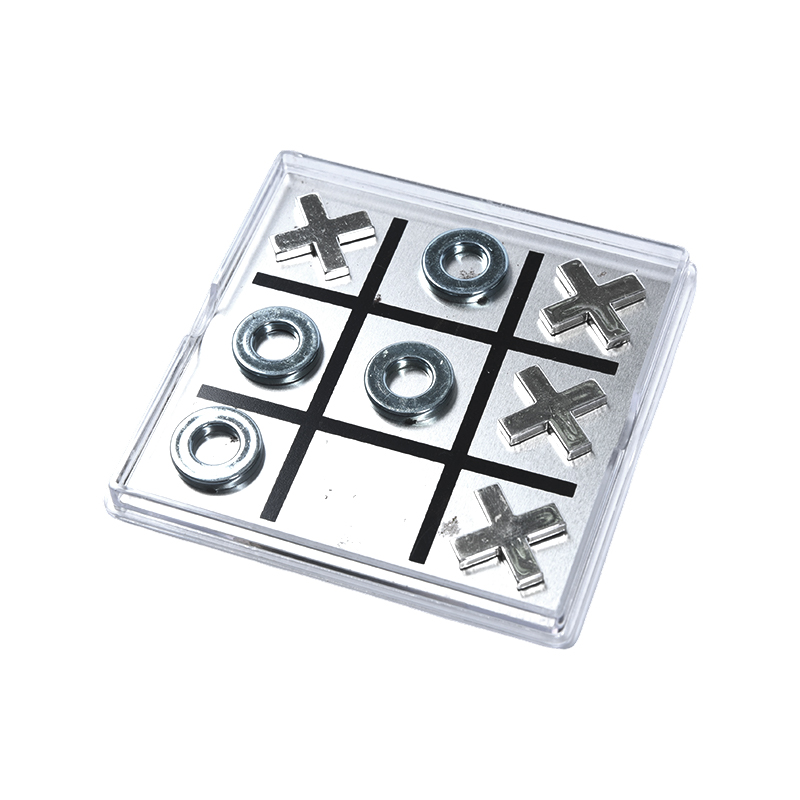 Magnetic Metal Tic-Tac-Toe in Clear Acrylic Case