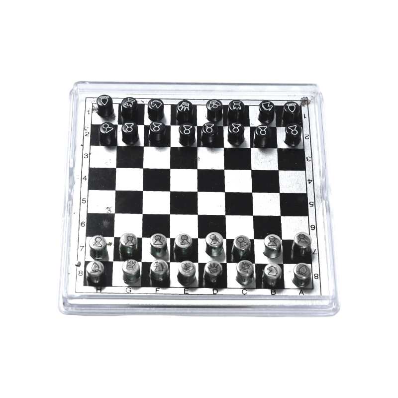 Magnetic Metal International Chess in Clear Acrylic Case