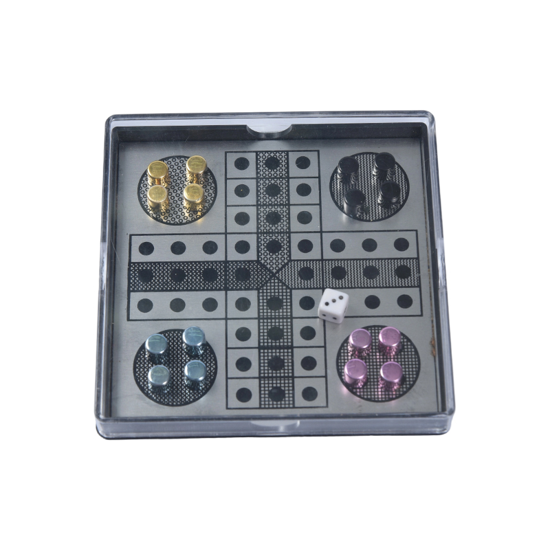 Magnetic Metal Ludo Game in Acrylic Case Clear