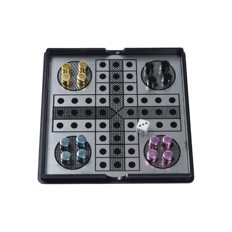 Magnetic Metal Ludo Game in Acrylic Case Clear