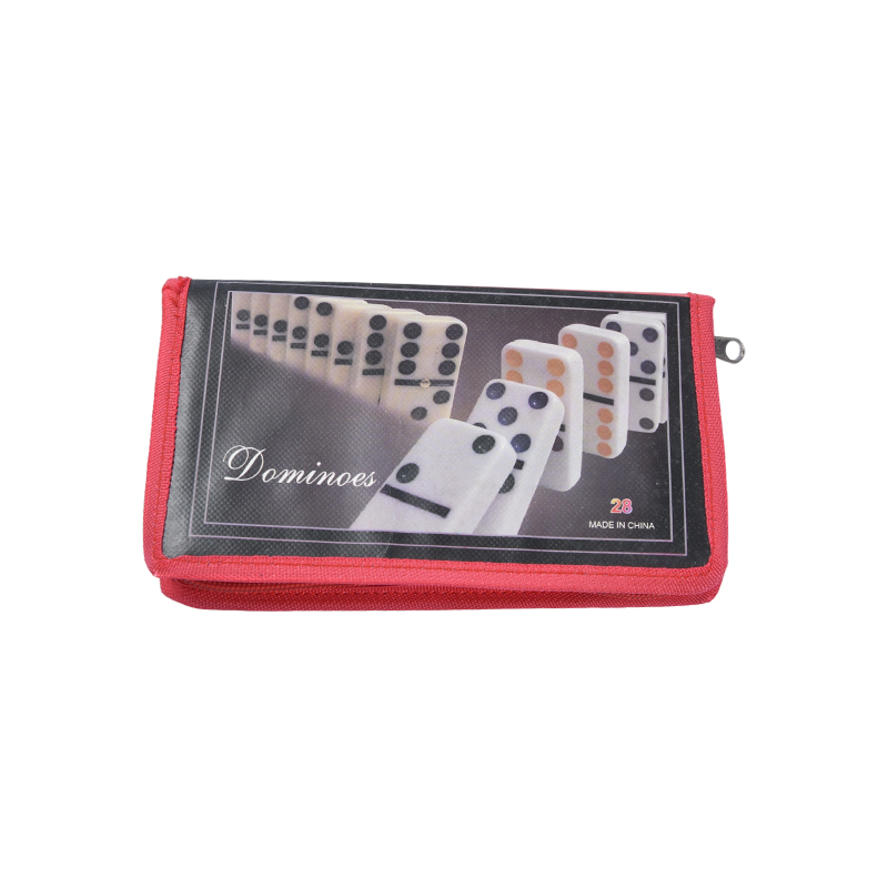 Classic Ludus cum Protective Repono - Portable Domino Set in Red Fabric Case