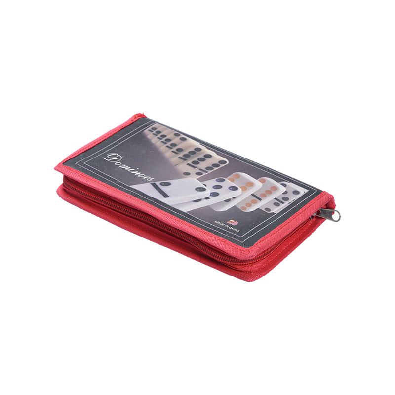 Classic Ludus cum Protective Repono - Portable Domino Set in Red Fabric Case
