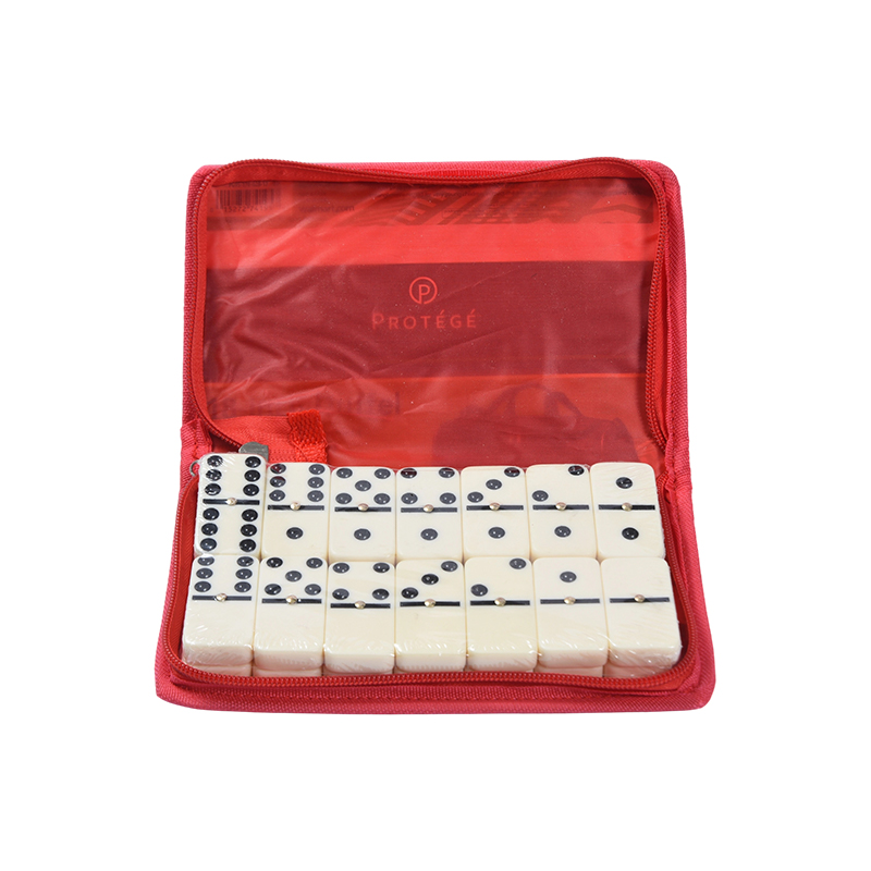Classic Ludus cum Protective Repono - Portable Domino Set in Red Fabric Case