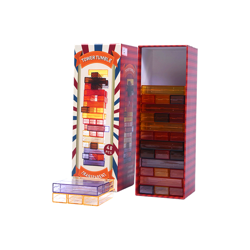 XLVIII-Pice Color Stacking provocare Transparent turrim Tumble Ludus