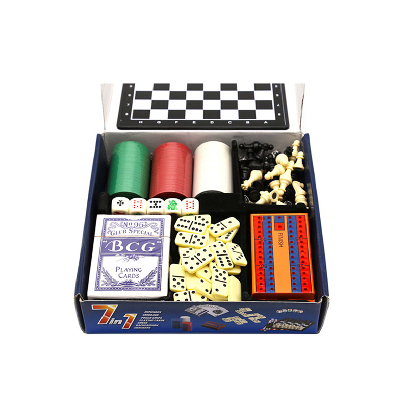 Classic Multi-Ludus Set - Chess, Dominoes, Poker & Checkers Combo