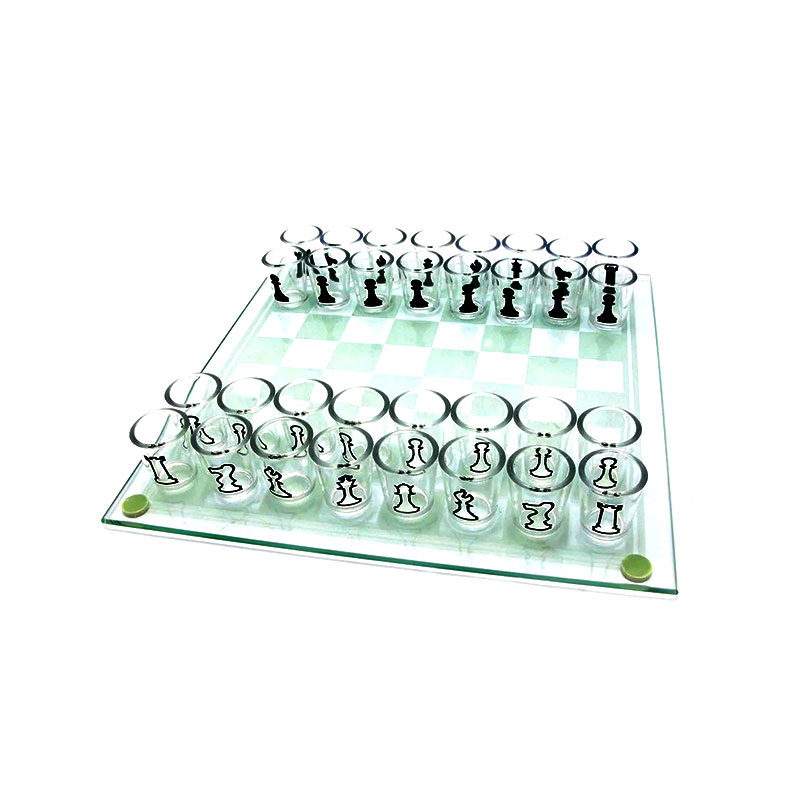 Vitrum Chessboard cum XXXII iacula Vitra Featuring Chess Pieces Chess-lemma vitreum Set